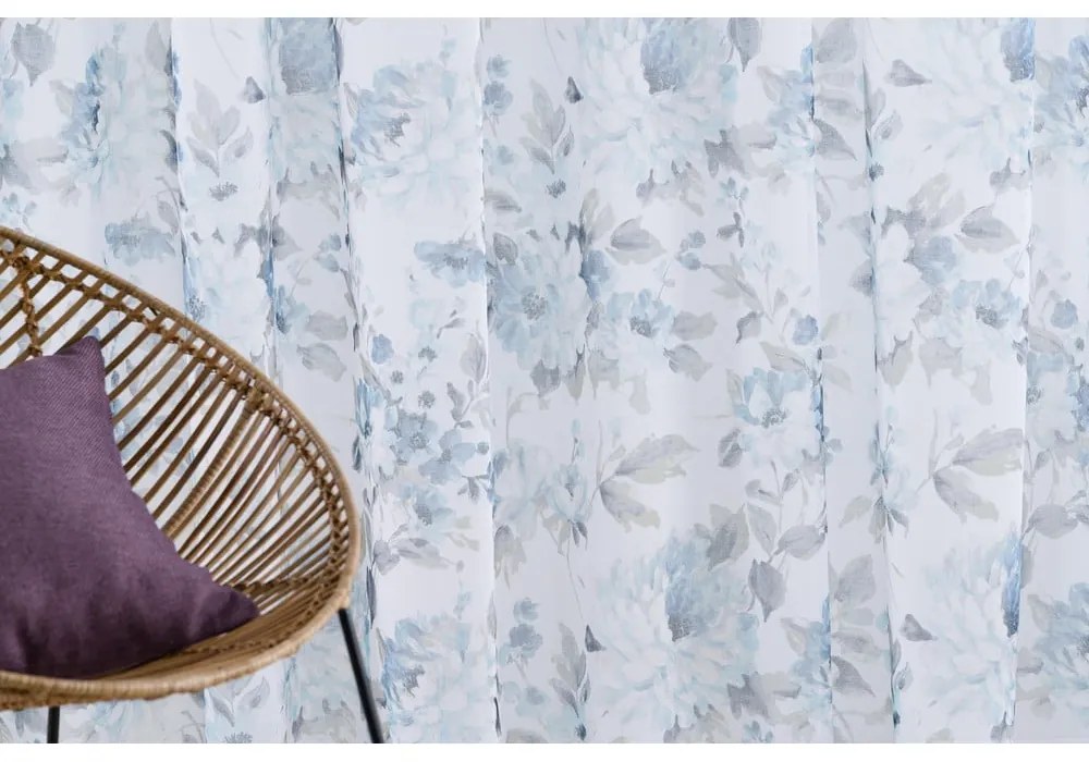 Biało-niebieska firanka 300x260 cm Elsa – Mendola Fabrics