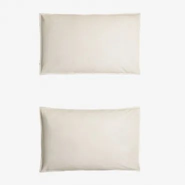Komplet 2 Poszewek Na Poduszki Z Lnu Sorana O Gramaturze 160 G/m² Biała & 50 X 75 Cm - Sklum