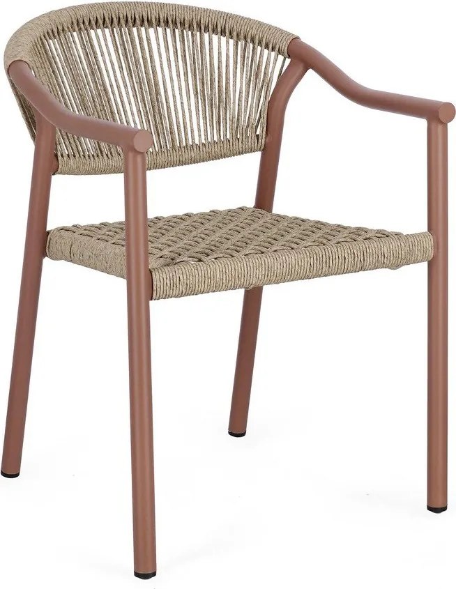 Czerwono-naturalne metalowe krzesło ogrodowe Canarias – Bizzotto