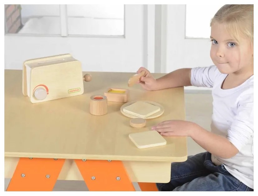 Drewniany toster + masło kromka nóż talerz dżem masterkidz