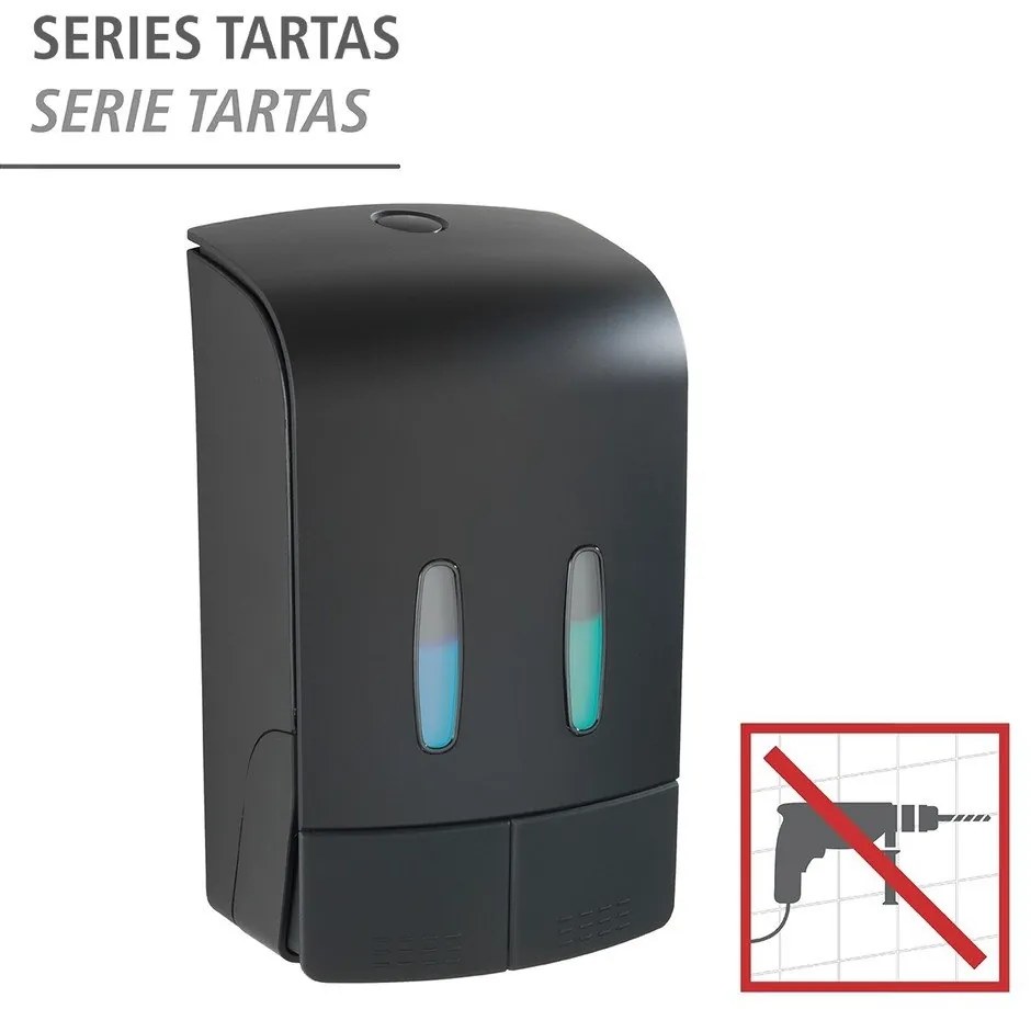 Czarny ścienny plastikowy dozownik do mydła 0.96 l Tartas – Wenko