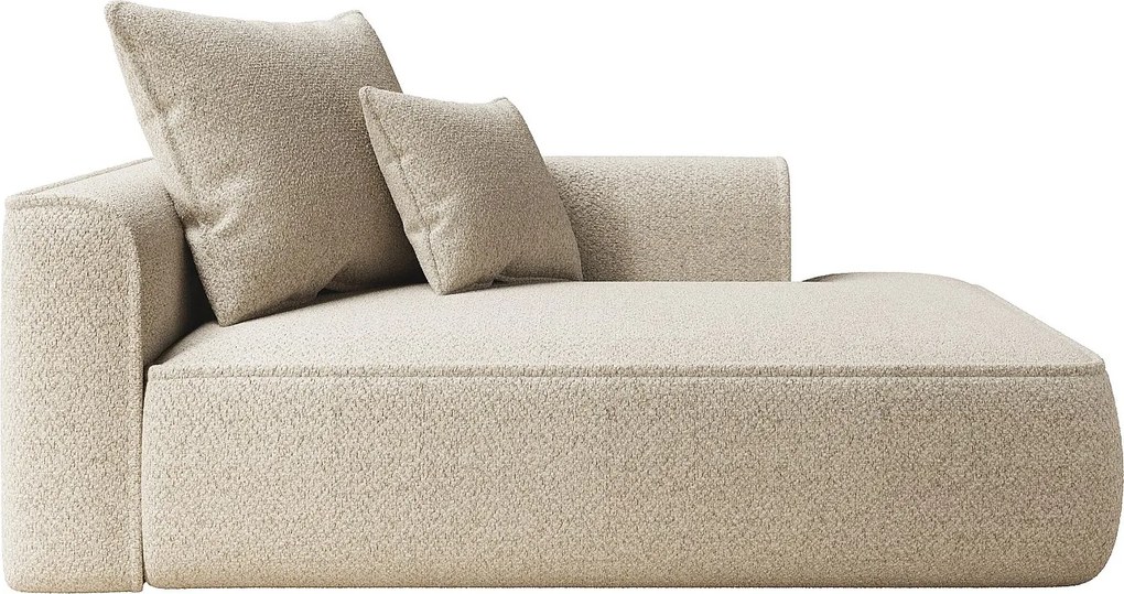 Szezlong prosty z tkaniny szenilowej w kolorze beżowym PINATA