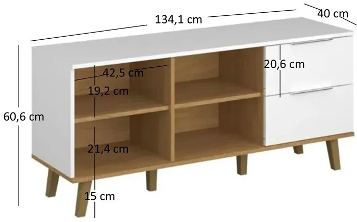 Biała półotwarta komoda w stylu skandynawskim - Olenako 5X