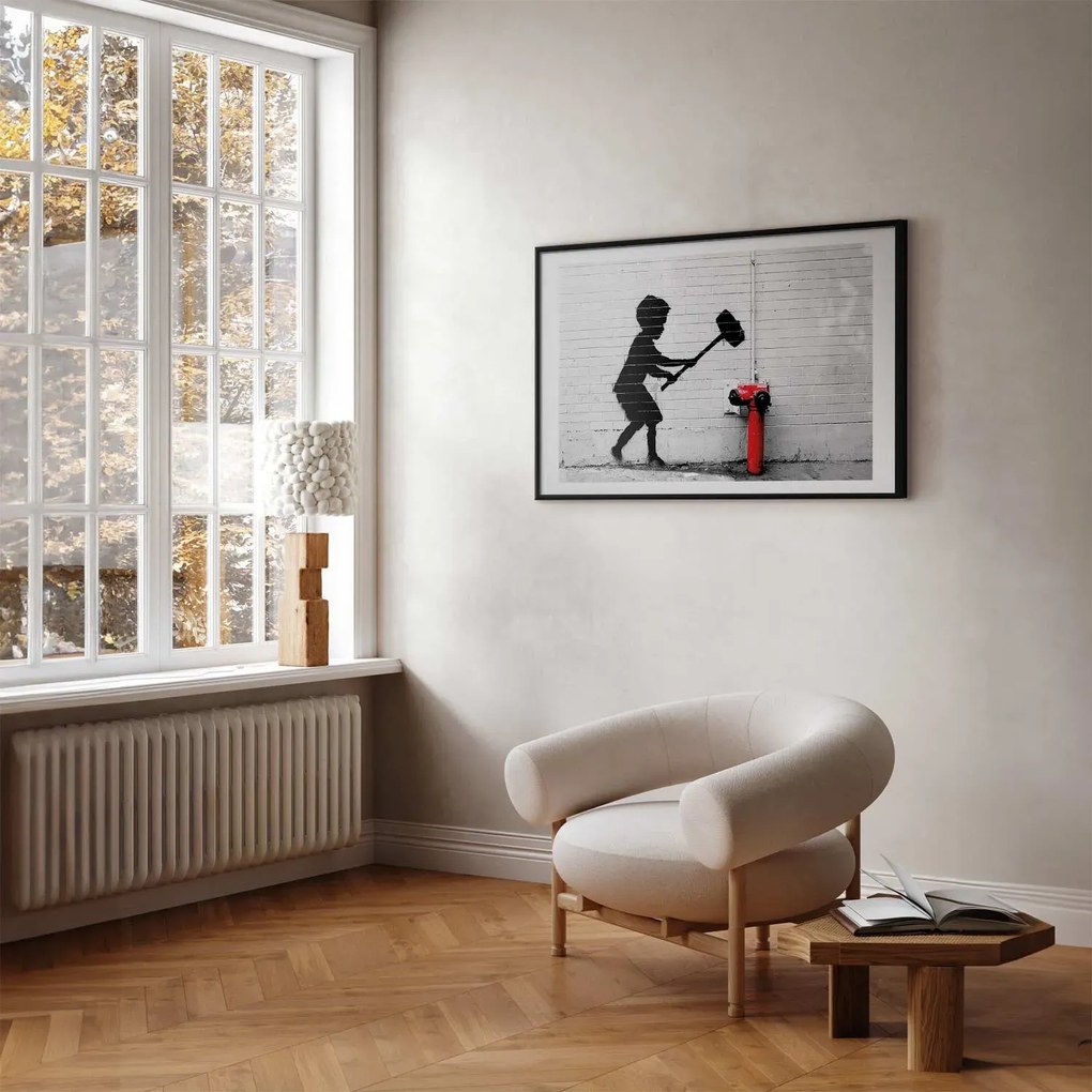 Plakat Zniszczyć hydrant 42x29,7 cm z ramą czarną z marginesem ARTGEIST B