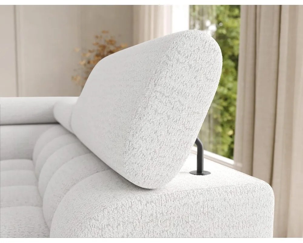 Kremowy rozkładany narożnik z materiału bouclé (prawostronny/w kształcie litery U) Feraria – ELTAP