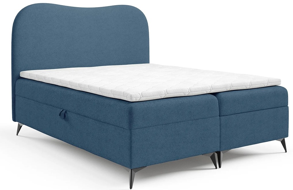 Niebieskie łóżko kontynentalne z pojemnikiem E9-B56