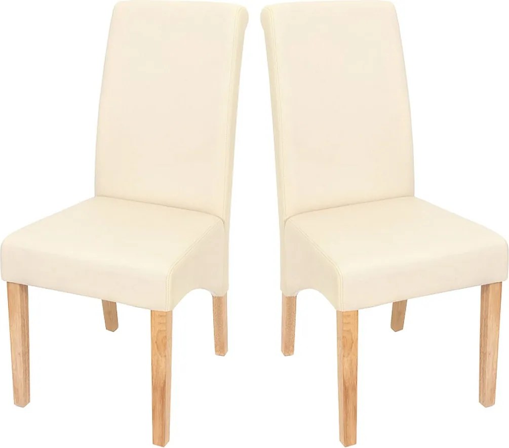 Krzesło do jadalni Cesena (zestaw 2 sztuk),  imitacja skóry matowa, kremowy, jasne nóżki