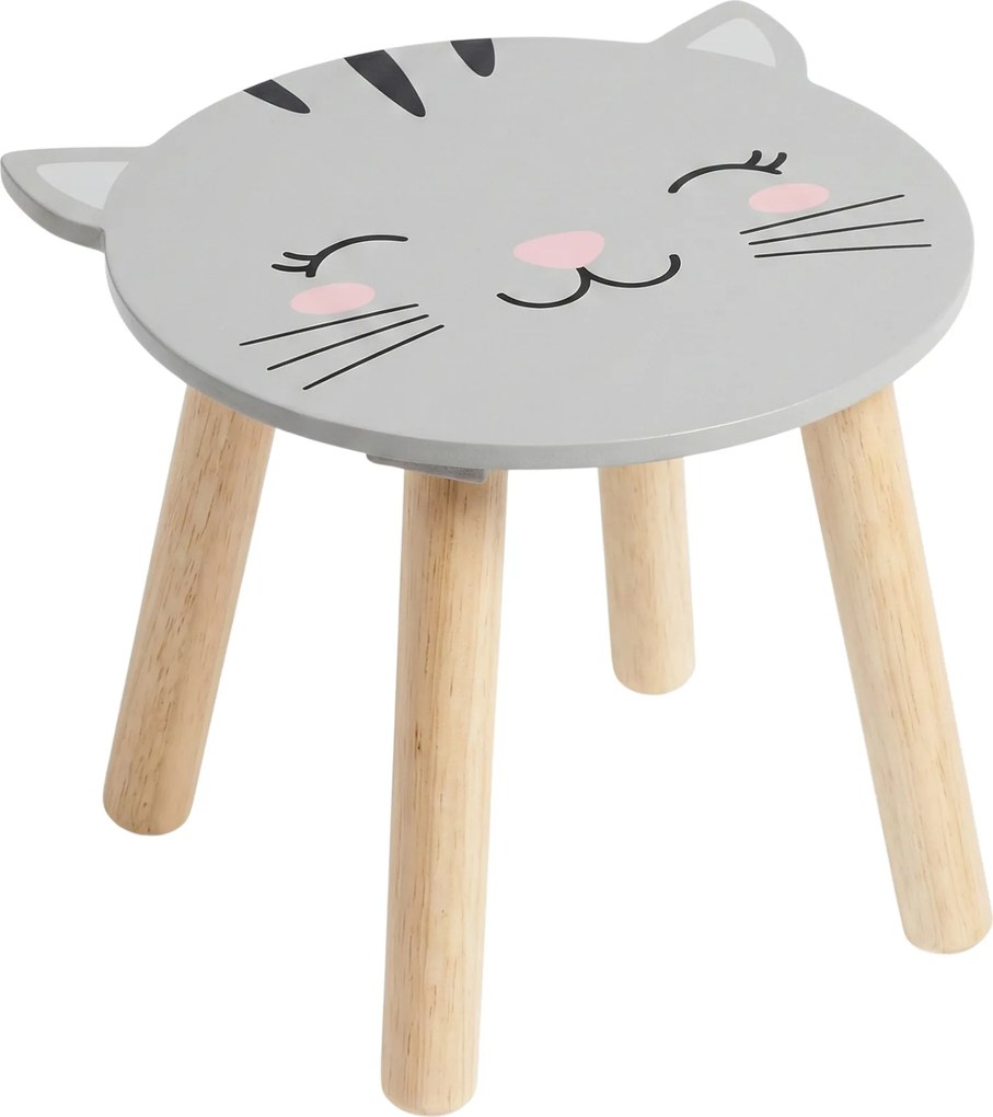 Drewniany stołek dziecięcy SAFARI z motywem zwierząt, 28 cm