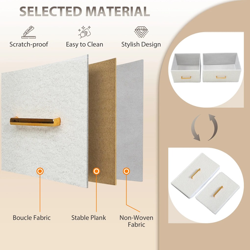 Komoda HOMCOM 8 szuflad z ładowaniem USB-C i złotymi uchwytami — kremowa