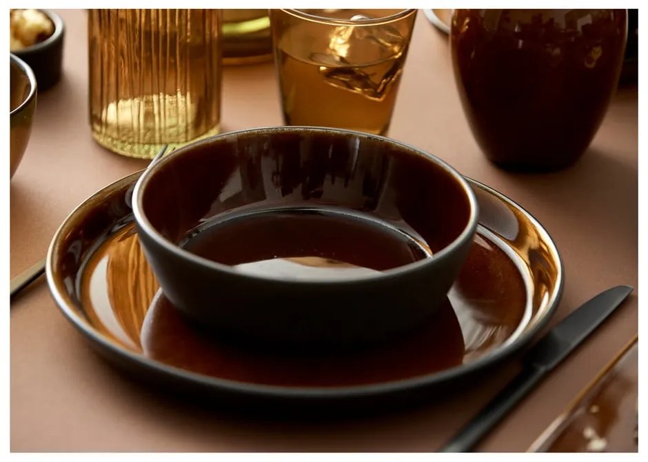 Czarny/w bursztynowym kolorze kamionkowy talerz ø 27 cm Gastro Black/Amber – Bitz