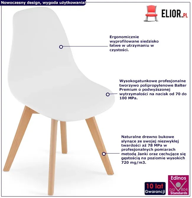 Białe Drewniane Krzesło W Skandynawskim Stylu C6-C56