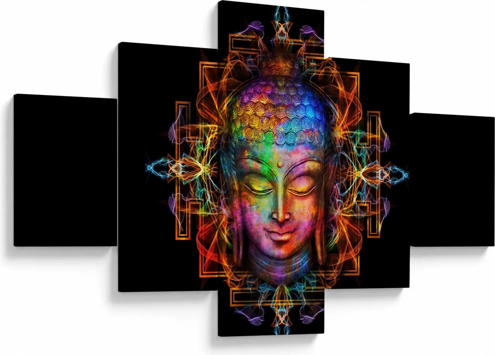 Obraz - Popiersie Buddy w neonowych kolorach (125x70 cm)