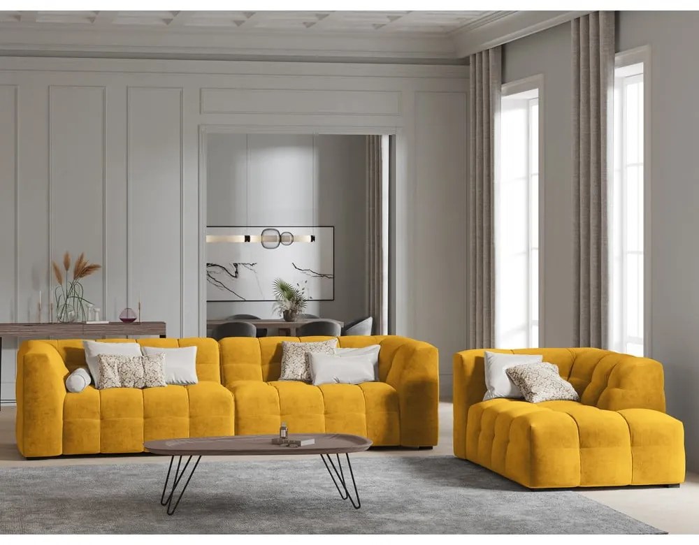 Żółta aksamitna sofa Windsor &amp; Co Sofas Vesta, 280 cm