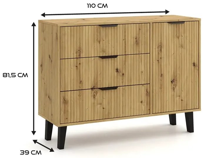 Nowoczesna komoda dąb artisan - Henex 6X