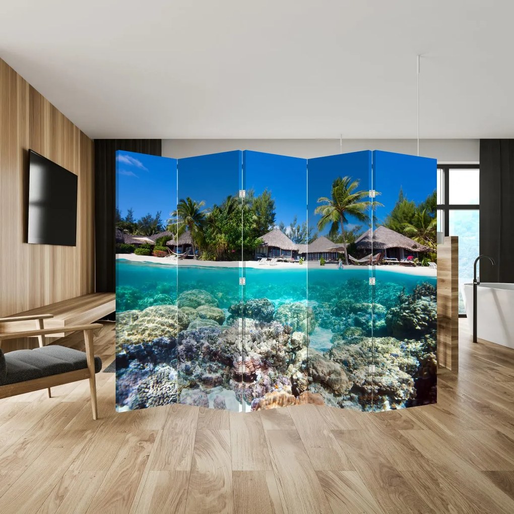 Parawan - Plaża na tropikalnej wyspie (210x170 cm)