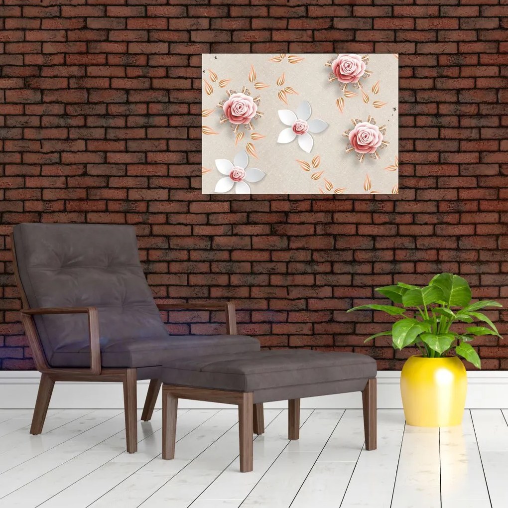 Obraz na szkle - Kwiaty róży (70x50 cm)