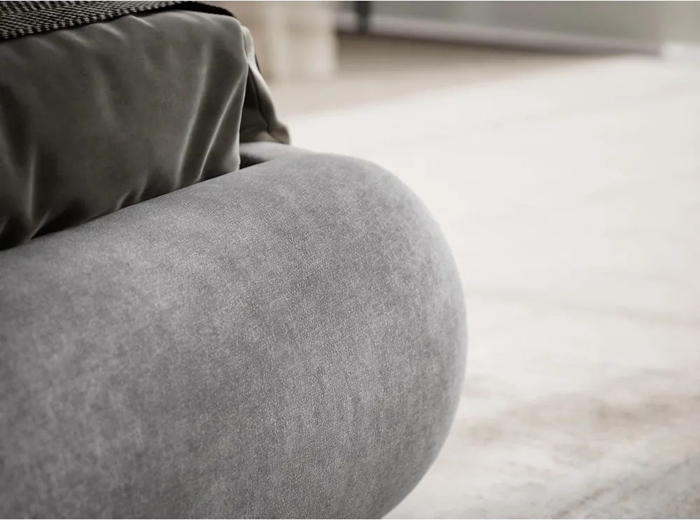 Szare tapicerowane łóżko dwuosobowe ze schowkiem ze stelażem 180x200 cm Maumere – Maison de Rêve