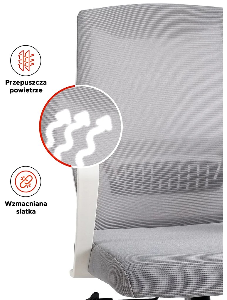 Fotel dla Dziecka Obrotowy Młodzieżowy LEFKAS Szary Nowoczesny