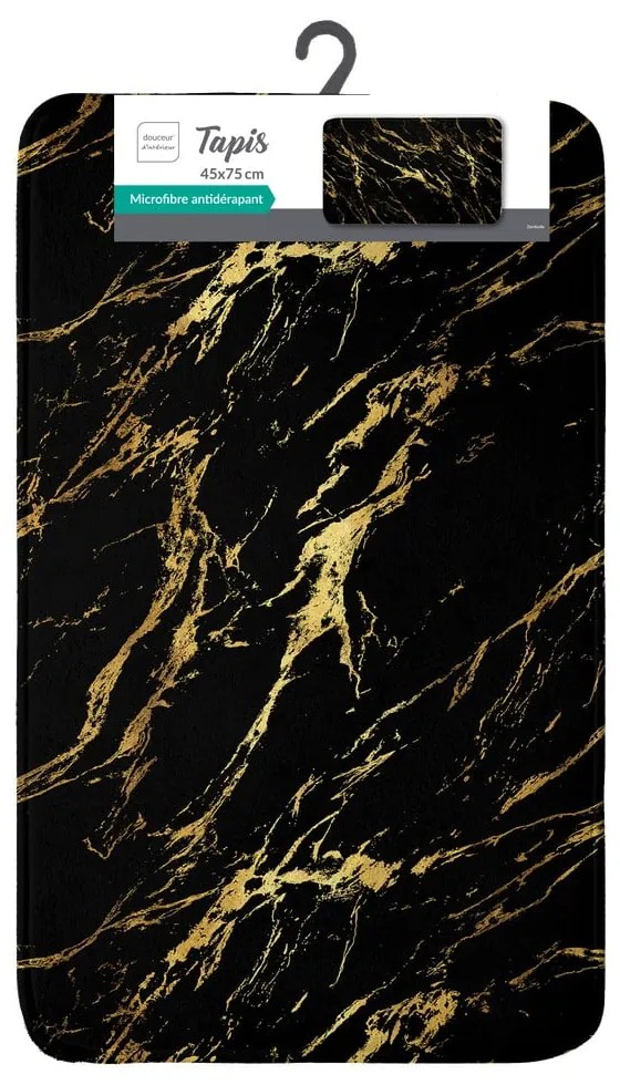 Dywanik łazienkowy w czarno-złotym kolorze 45x75 cm Aquamarbre – douceur d'intérieur
