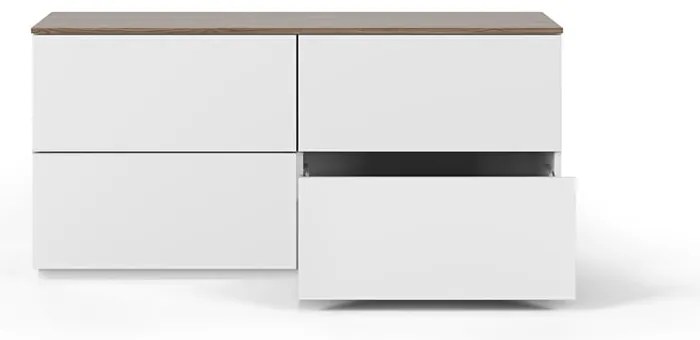 Biała komoda z blatem w orzechowym dekorze TemaHome Join, 120 x 54 cm