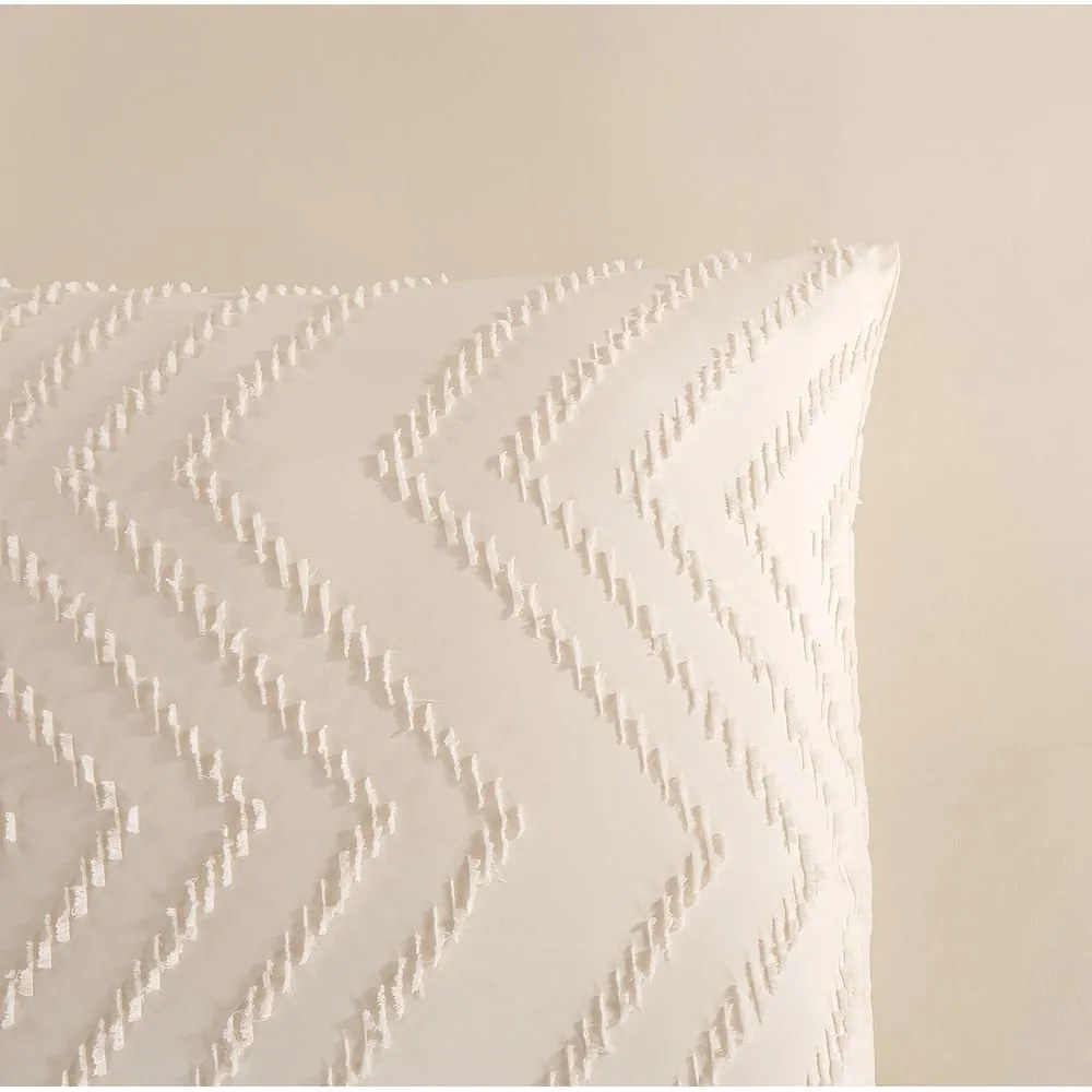 Kremowa pościel jednoosobowa z mikrowłókna 140x220 cm Pure Zigzag – Good Morning