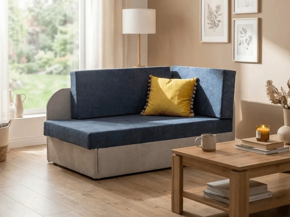 Mała rozkładana sofa ROSA, niebieska/szara
