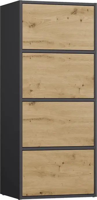Nowoczesny regał zamykany antracyt + dąb artisan C2-L55