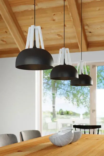 Czarna drewniana lampa wisząca loft - EX516 E1-P08