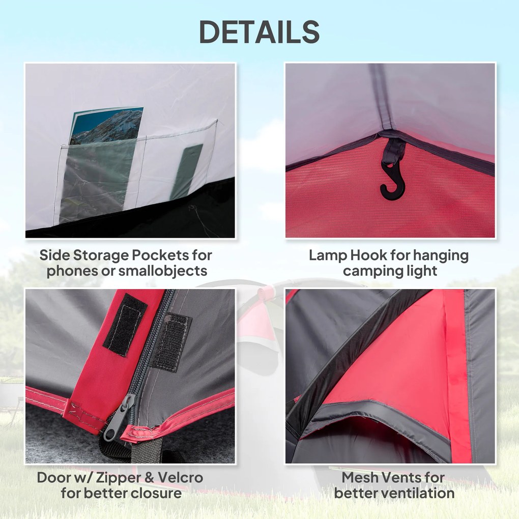 Outsunny Namiot Kempingowy 2-3 osoby Wyrzucany Przedsionek Strefa snu Wodoszczelny 426x206x154 cm Szary | Aosom PL