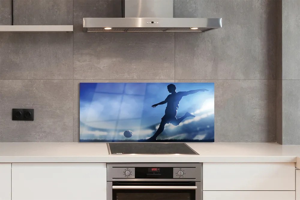 Szklany Panel Piłkarz w Blasku Neonów