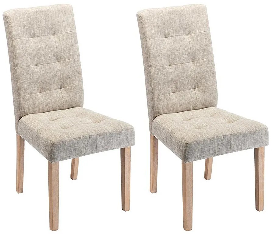 Zestaw 2 krzeseł VILLOSA - Tkanina i nogi z drewna - Kolor: Beżowy