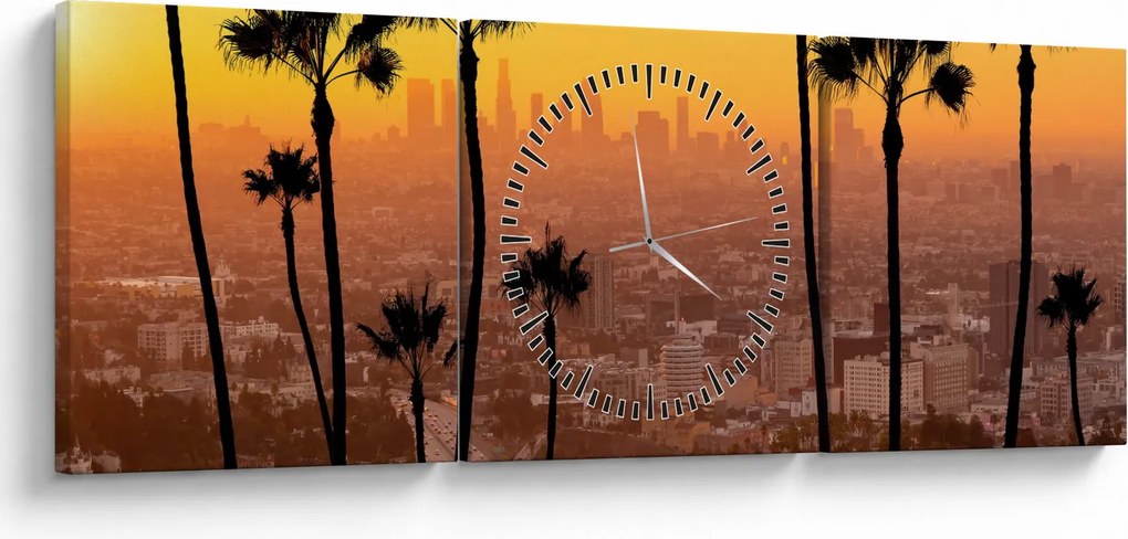 Obraz - Panorama Los Angeles (z zegarem) (90x30 cm)