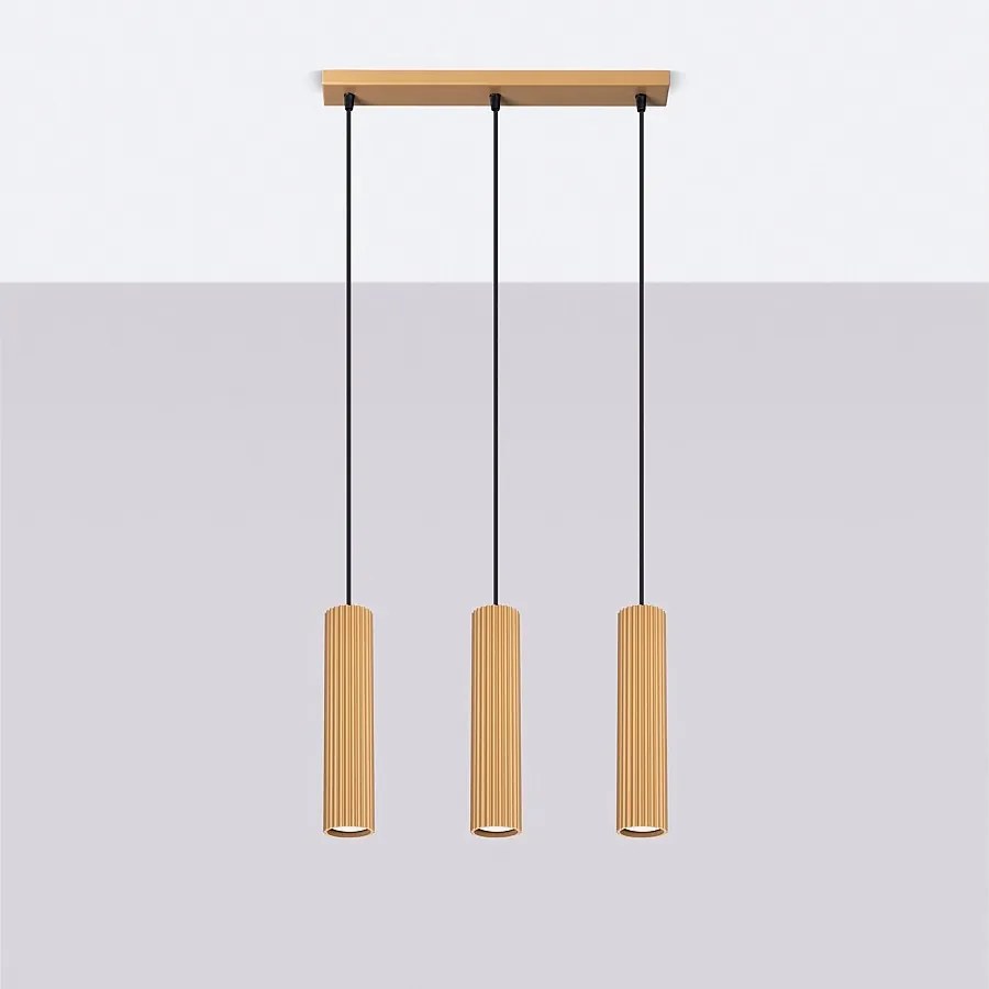 Lampa wisząca minimalistyczny Gloow, aluminium - 3 źródło światła 4000K - L.45 x H.98 cm - złoty