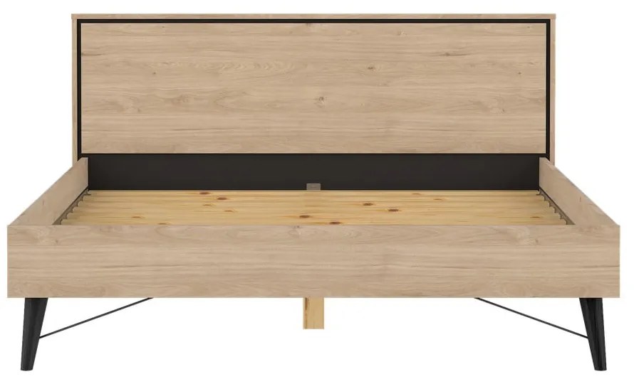 Łóżko dwuosobowe w dekorze dębu ze stelażem 160x200 cm w naturalnym kolorze Ry – Tvilum