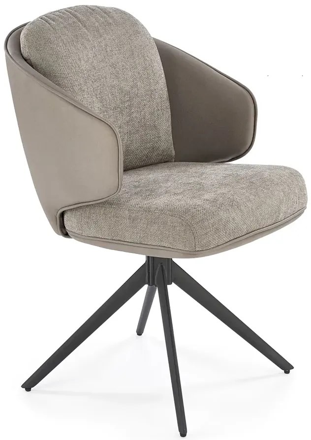 Popielaty tapicerowany fotel z obrotowym siedziskiem R7-S08