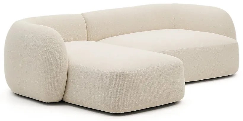 Kremowy narożnik z tkaniny szenilowej (lewostronny/z szezlongiem) Martina – Kave Home
