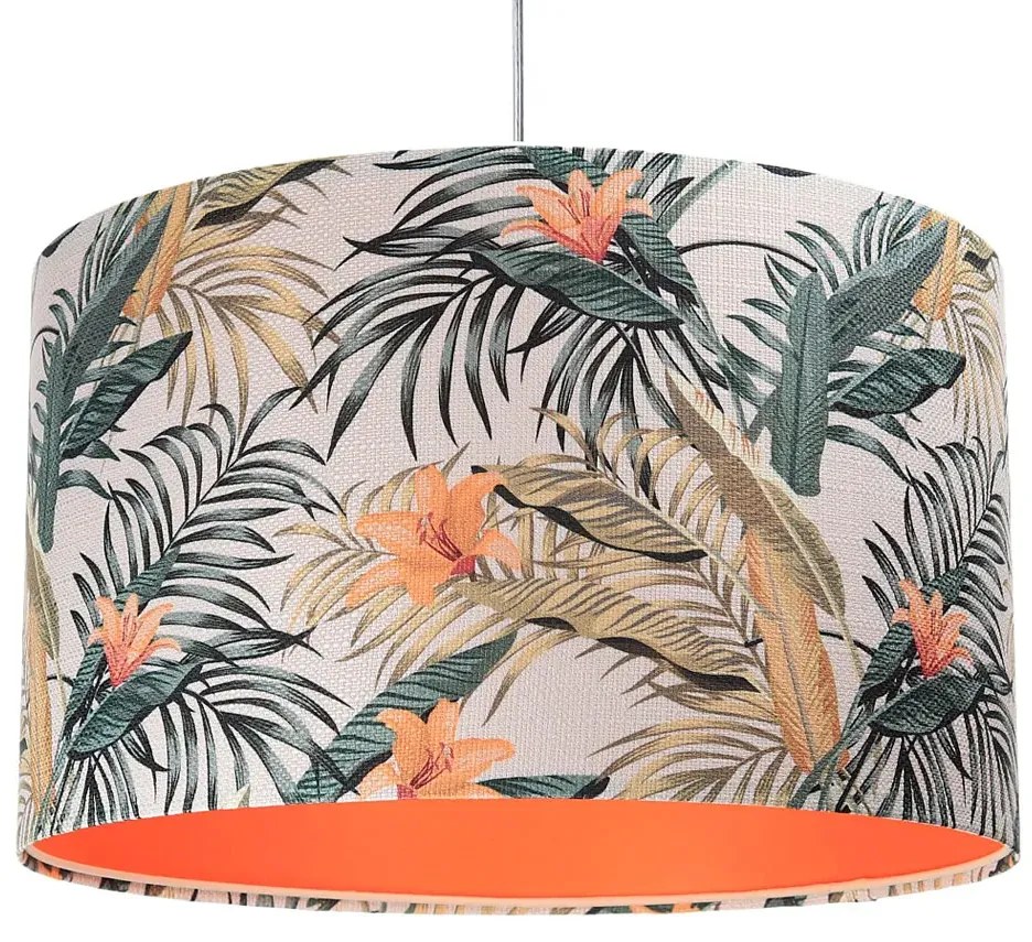 Pomarańczowa lampa wisząca z abażurem w kwiaty - S367 M7-M98