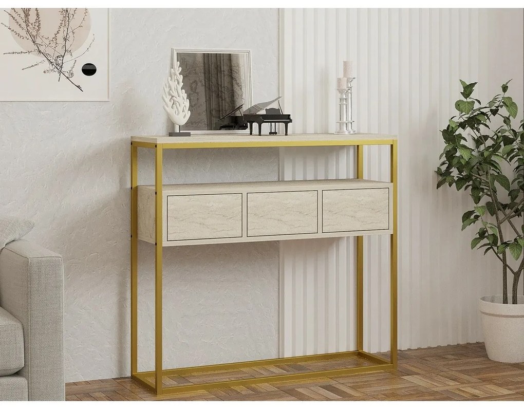 Stolik do odkładania Guarda Travertine and Gold