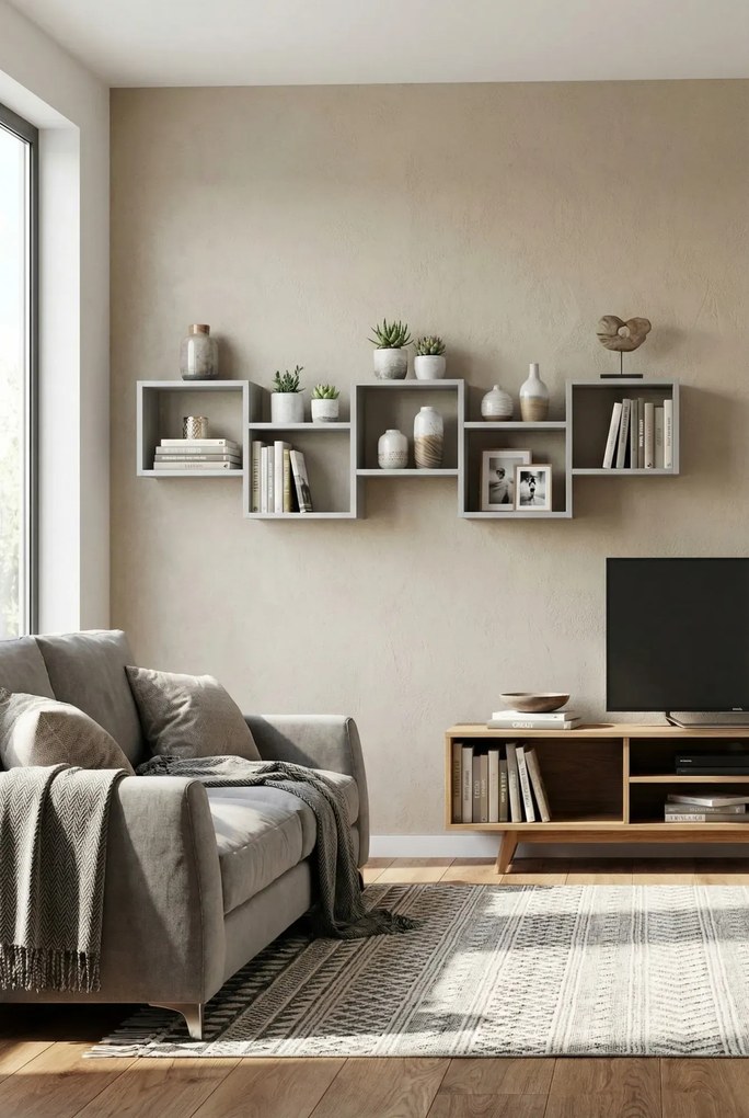 Szara minimalistyczna półka wisząca H9-W34