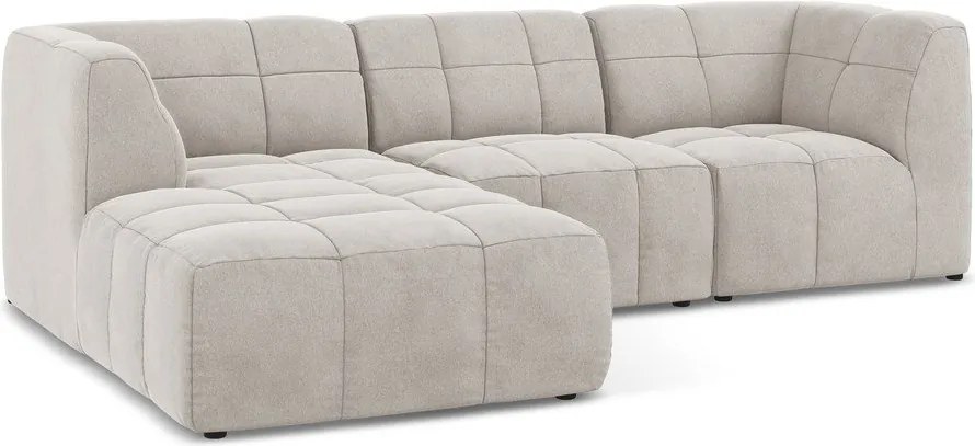 Beżowy aksamitny narożnik (lewostronny/z szezlongiem) Aloha – Makamii