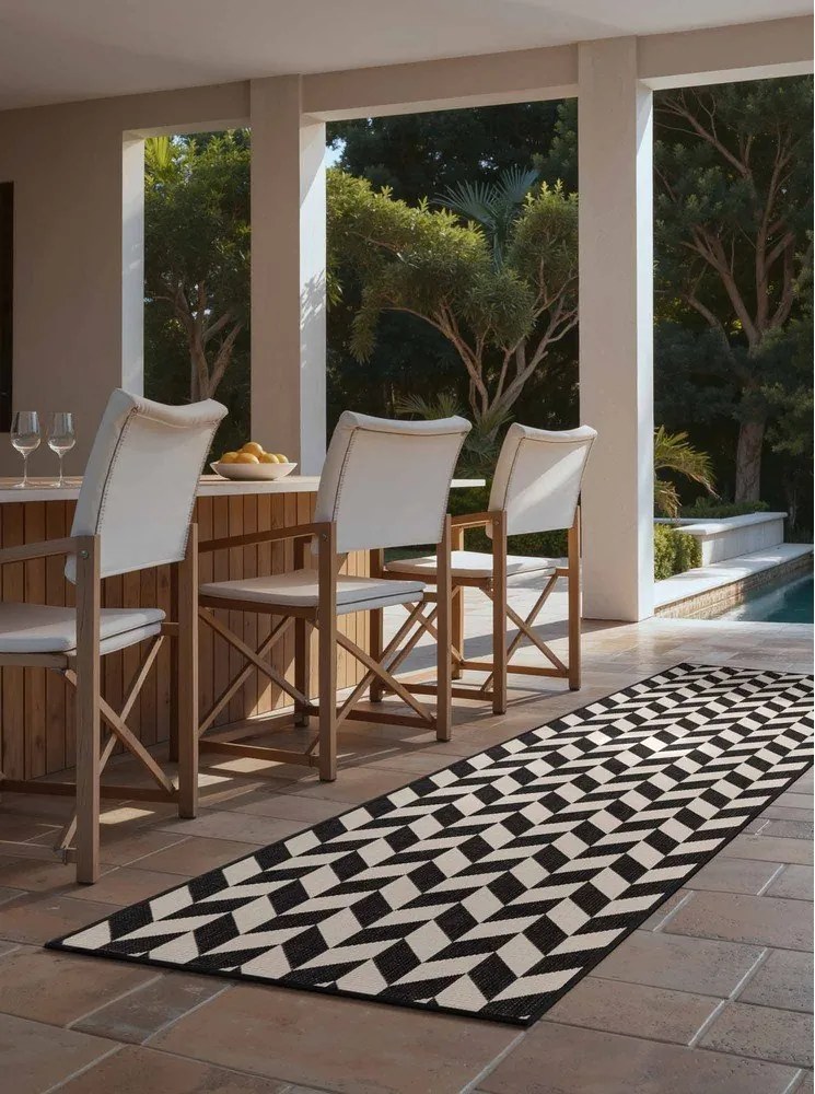 Czarno-kremowy chodnik odpowiedni na zewnątrz 80x200 cm Haringey Terrick – Ted Baker