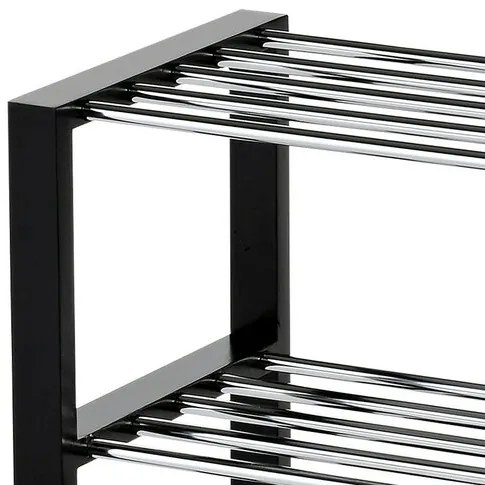 Półka na buty 4 piętra czarny, 80 x 30 x 73 cm, 4 piętra