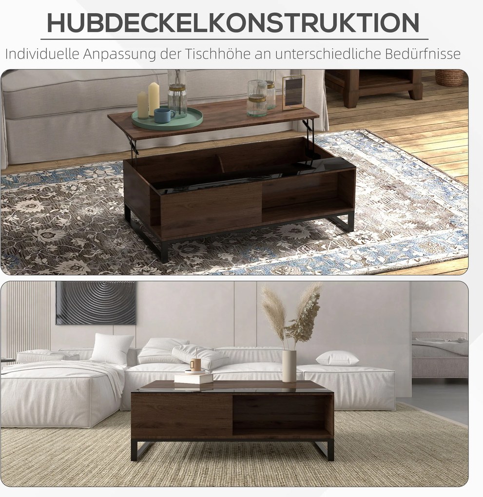 HOMCOM Stolik kawowy, stolik pomocniczy z regulowaną wysokością blatu, stolik do sofy ze stali