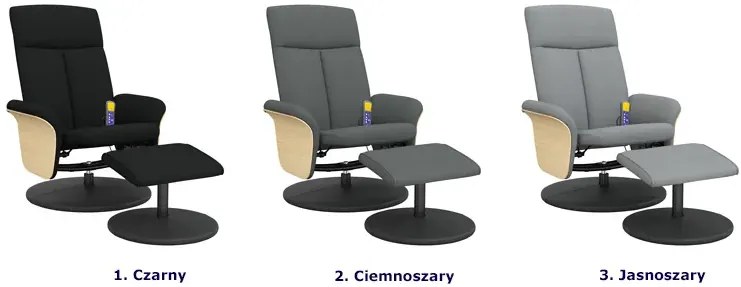Ciemnoszary tapicerowany fotel z masażem - Dagma