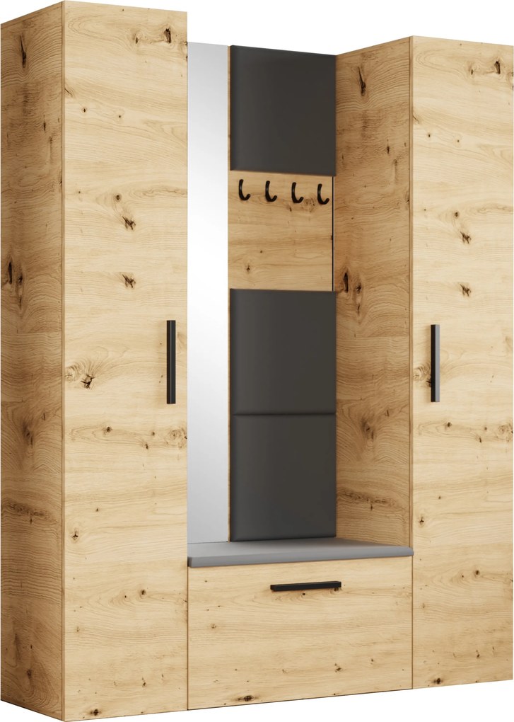 Masseno Garderoba MODULO 160,6/204/40 cm do Przedpokoju Nowoczesna Dąb Artisan