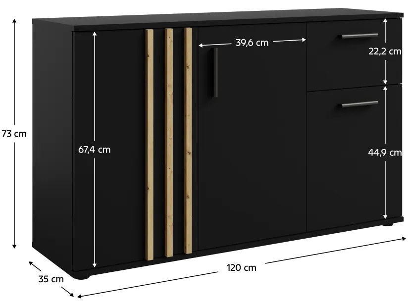 Komoda TOLIS 3D1S, czarna