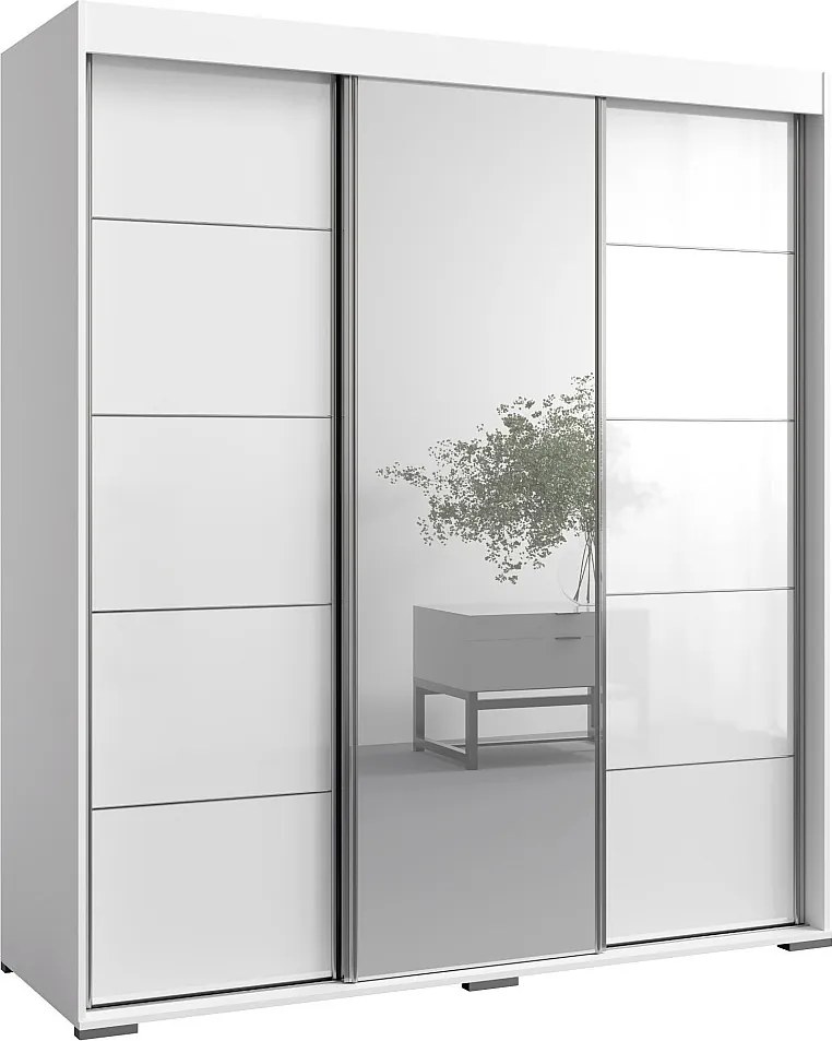 Szafa przeuwna z lutrem Como 3D1L 180 Biała (lacobel)