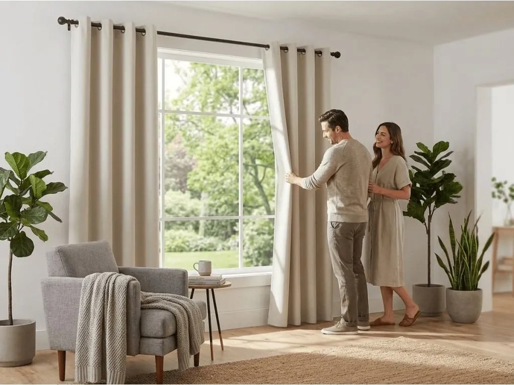 2x Zasłona biało-kremowa OXFORD 140x250 cm