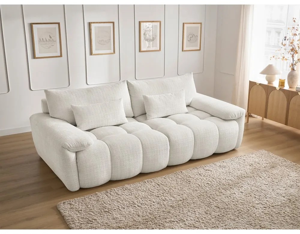 Biała sofa z tkaniny szenilowej 264 cm Ivane – Bobochic Paris