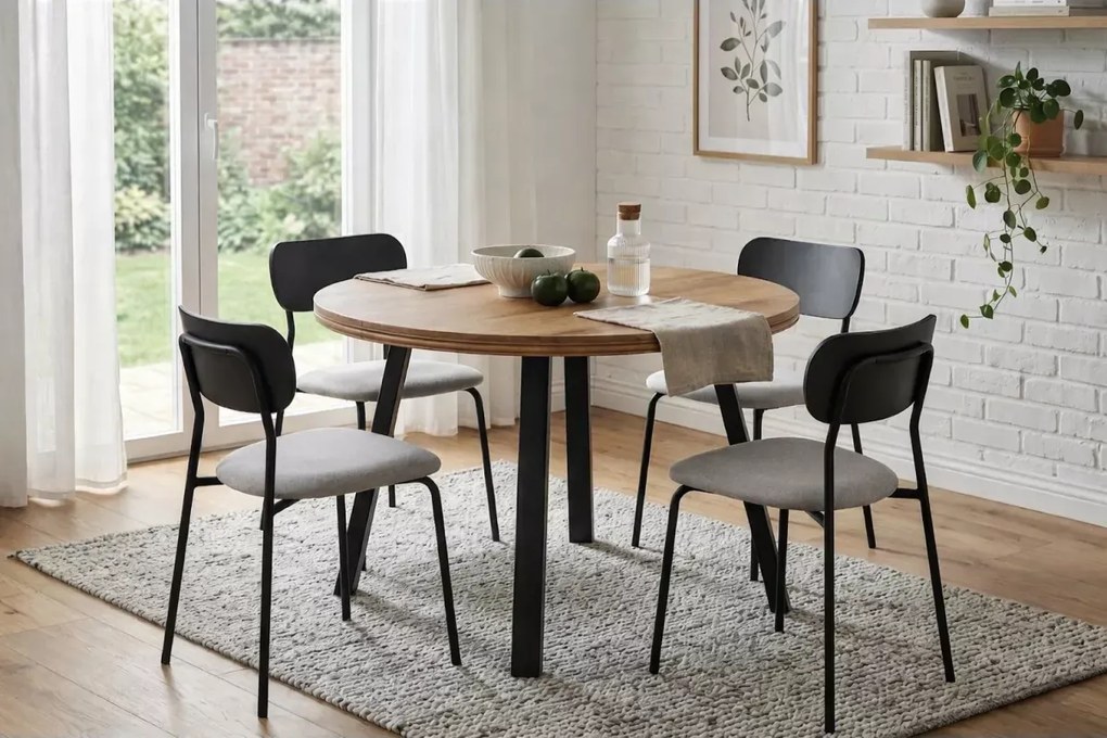 Stół Pari rozkładany okrągły 110-210 cm z metalowymi nogami i laminowanym blatem w wielu kolorach do salonu